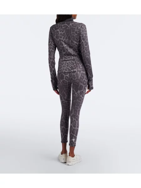 Legíny Adidas By Stella Mccartney s potlačou s leopardím vzorom sivá