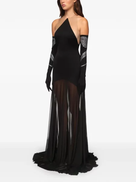 Rochie maxi David Koma cu gât halter negru