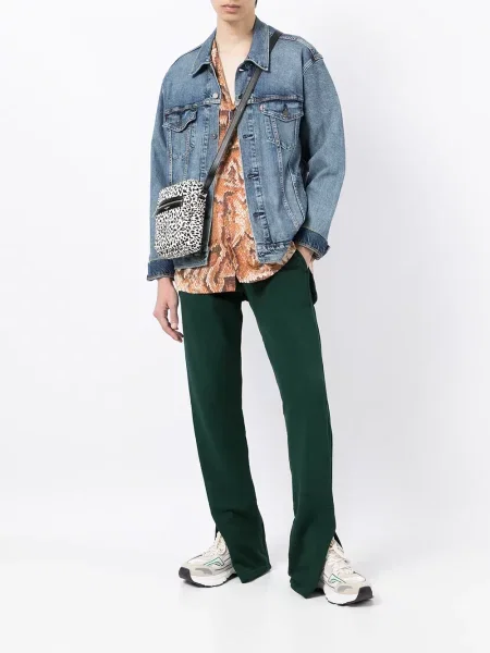 Pantaloni Rhude cu broderie alergare verde