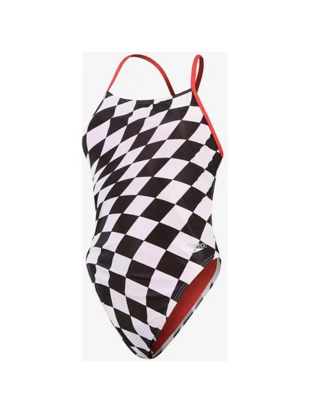 Strój kąpielowy Speedo Allover Print z wiązaniem na plecach czarny czerwony 28 biały