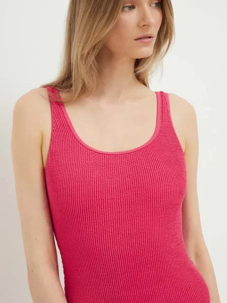 Jednodílné plavky Abercrombie & Fitch měkký košík růžová