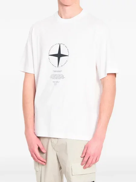 Marškinėliai Stone Island apvaliu kaklu akmenys balta