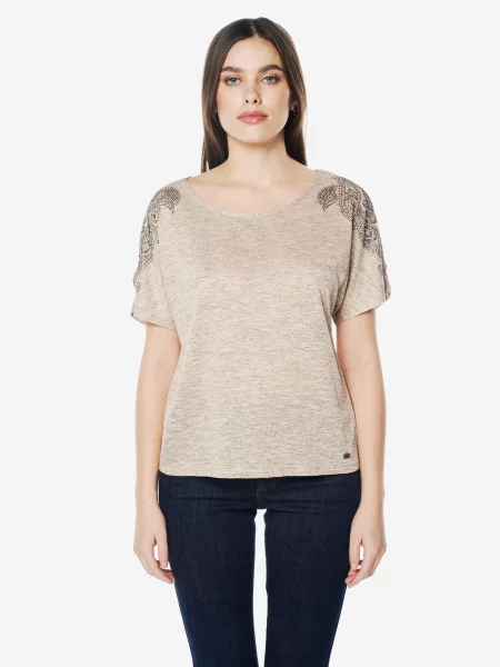 KOROSHI Tricou amestecat / bronz bej