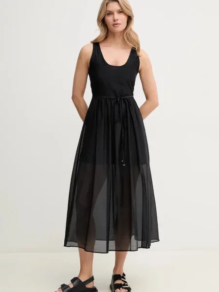 Marella rochie din amestec de mătase Emme by Marella midi evazati negru