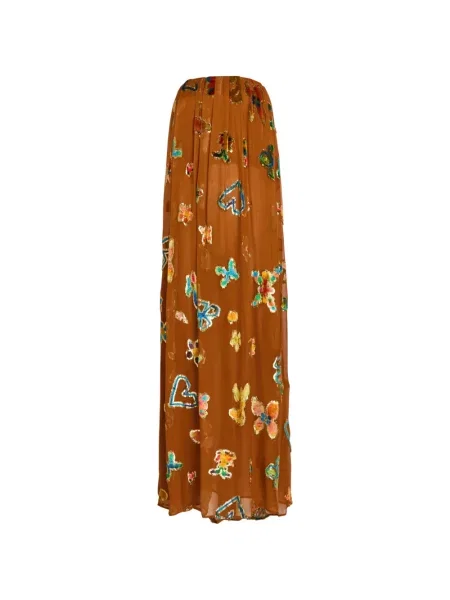 Rochie maxi Alemais cu model floral cu imagine de costum maro