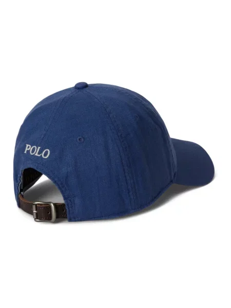 Lniana czapka z daszkiem Polo Ralph Lauren niebieska