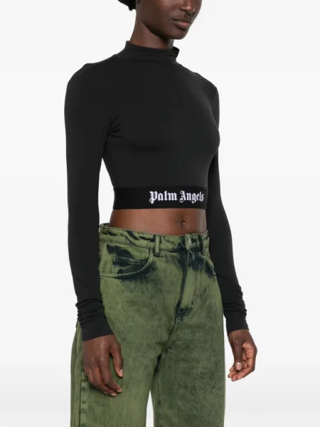 Decupat top Palm Angels cu autograf negru