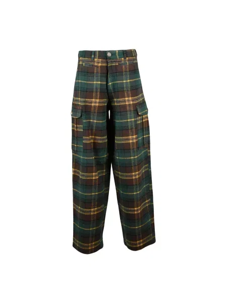 Spodnie cargo Sky High Farm flanelowe zielone