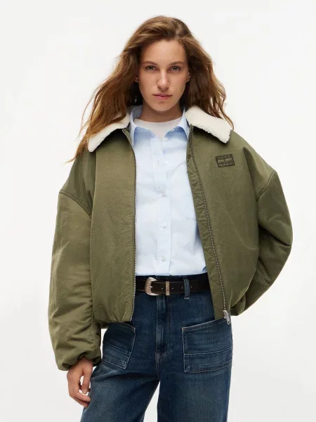 Tommy Jeans Prechodná bunda / biela zelená