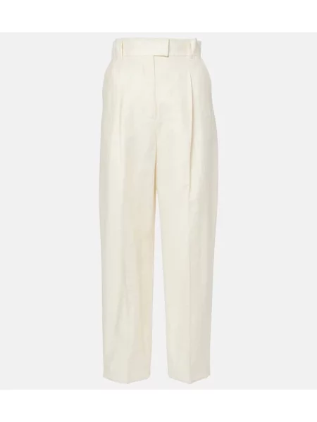 Pantaloni Max Mara cu talie înaltă alb