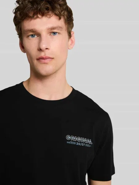 T-shirt o kroju regular fit z czystej bawełny Tom Tailor Denim czarna