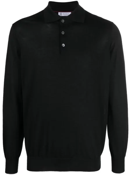 Lung tricou polo Brunello Cucinelli negru
