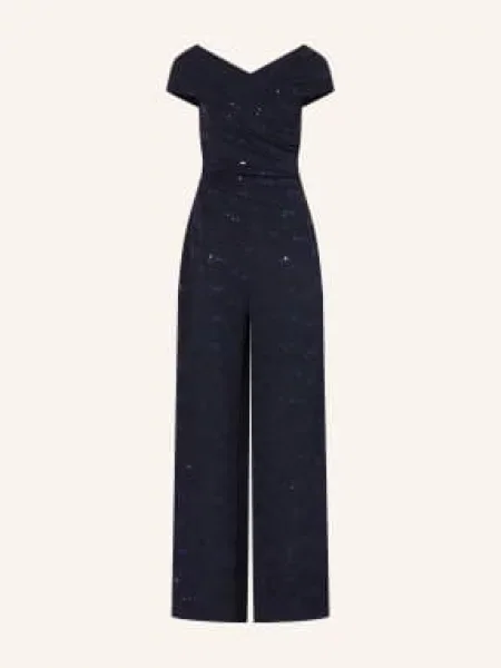 Talbot Runhof Kombinezon Z Cekinami blau granatowy