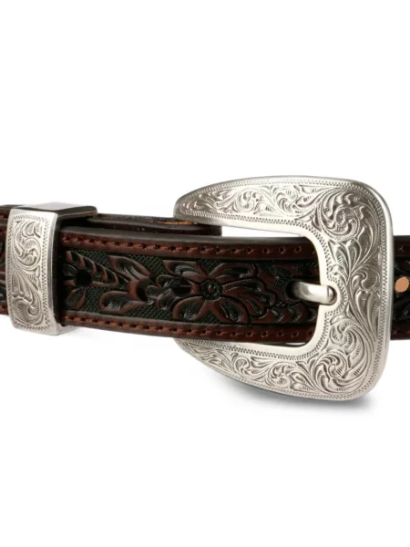 Cu centură curea Stetson cu model floral maro