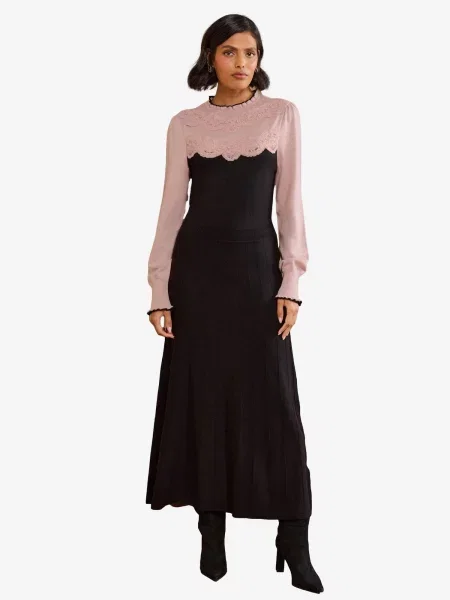 Love & roses Rochie tricotat roz negru
