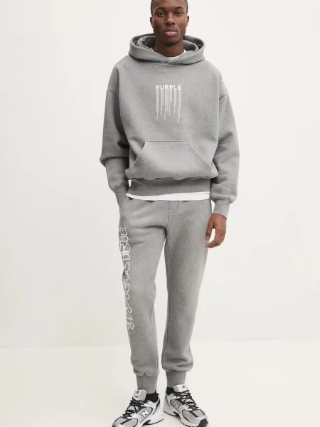 Спортивні штани PURPLE BRAND HWT FLEECE JOGGER з принтом сірий