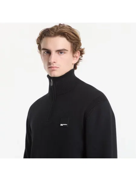 Пуловер Karl Lagerfeld Jeans Reg Half-Zip Knit Sweat Black M черно