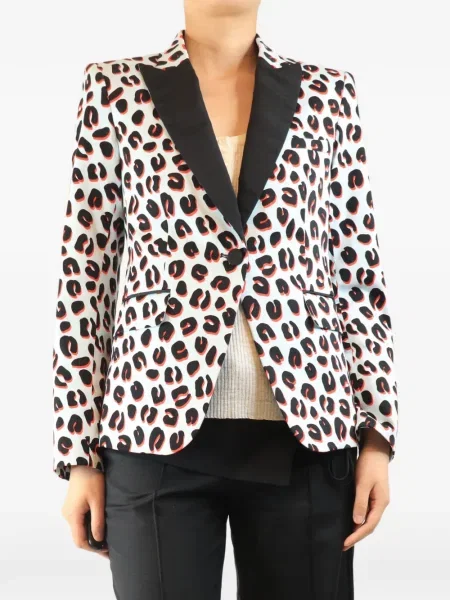 Sacou Veronica Beard cu imagine cu model leopard albastru