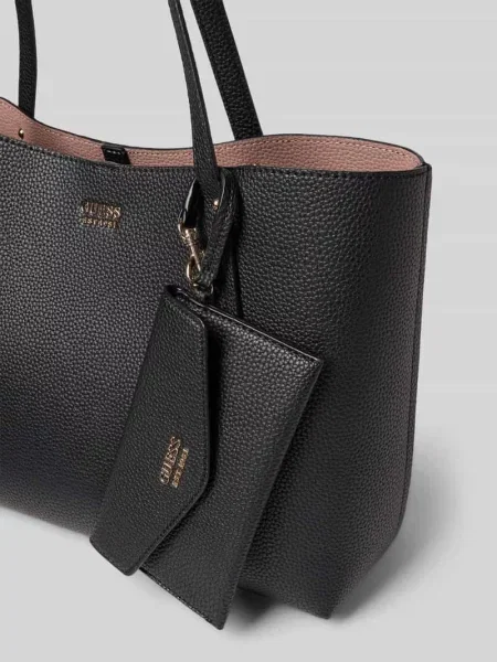Torba tote z imitacji skóry model ‘Brenton’ Guess czarna