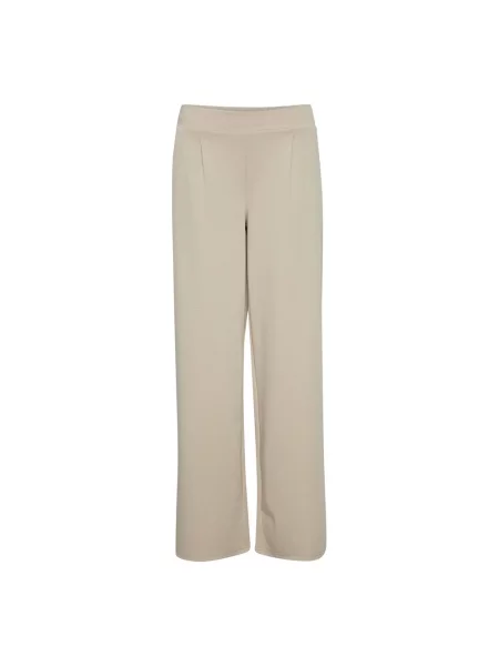 Długie szerokie lniane kuloty Ichi beżowe