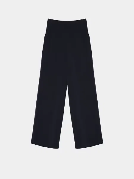 Штани повсякденні INTERTOP x KVITKOVA темно-синій віскоза/поліестер сині