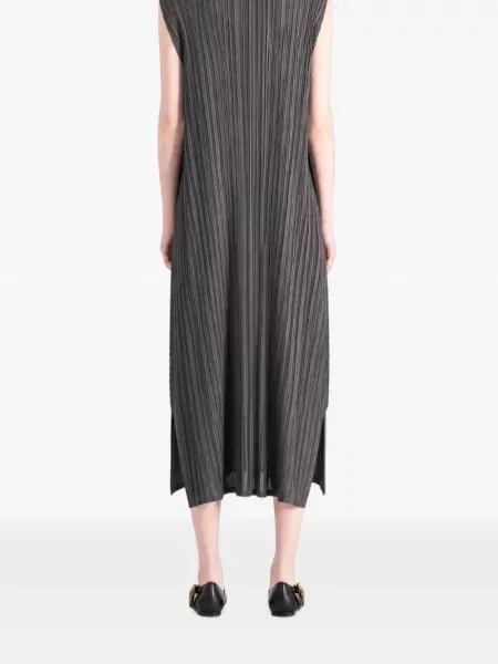 Αμάνικη μίντι φόρεμα Pleats Please Issey Miyake γκρι