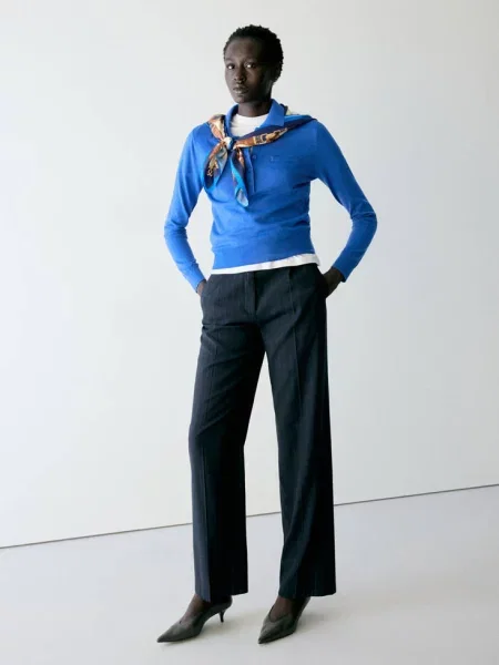 Sweter z kołnierzykiem polo i kieszenią electric blue Kobieta XXS MANGO niebieska