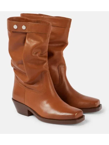 Кожени боти до глезена Isabel Marant кафяво