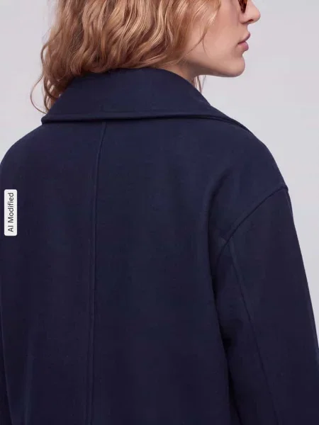 Trencz z dwurzędową listwą guzikową Vero Moda granatowy