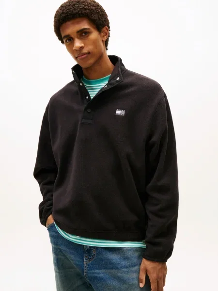 Tommy Jeans Pulover siva / črna bela