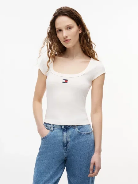 Tommy Jeans Majica mornarsko plava / crvena / bijela bež