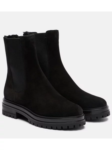 Botine chelsea Gianvito Rossi din piele de căprioară negru