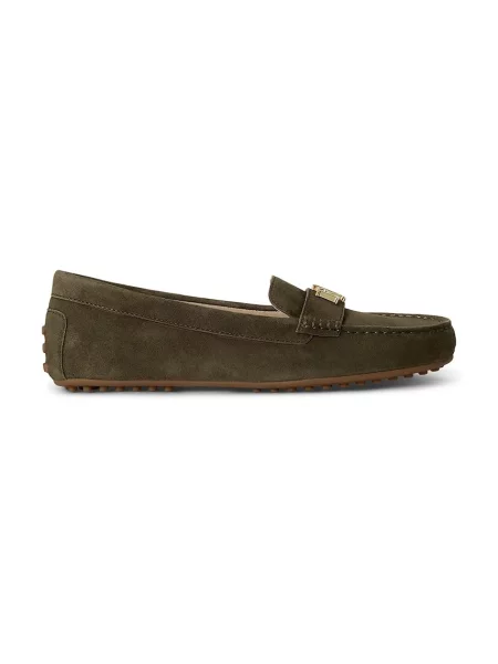 Lauren Ralph Lauren mocasini pentru femei din piele întoarsă Barnsbury verde