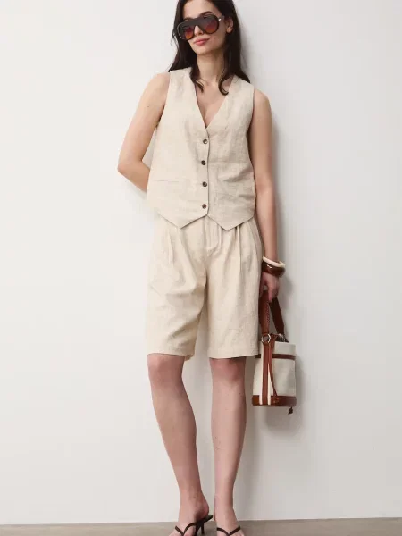 Medicine kamizelka lniana beżowa