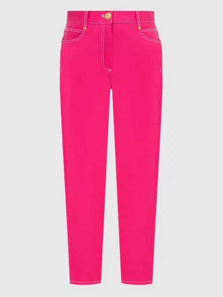 Джинси-мом із вишивкою логотипу Balmain рожеві