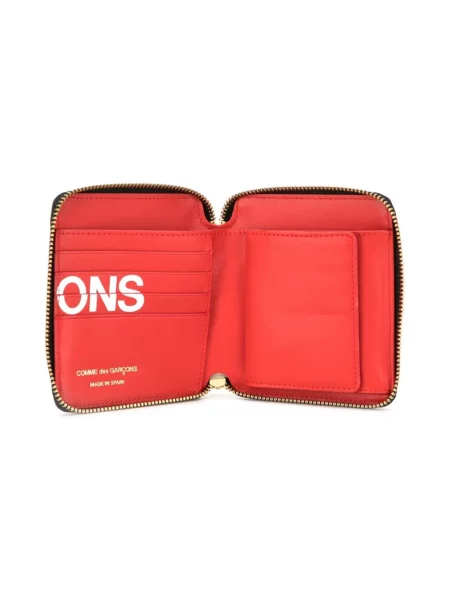 Portfel Comme Des Garcons skórzany z logo czerwony