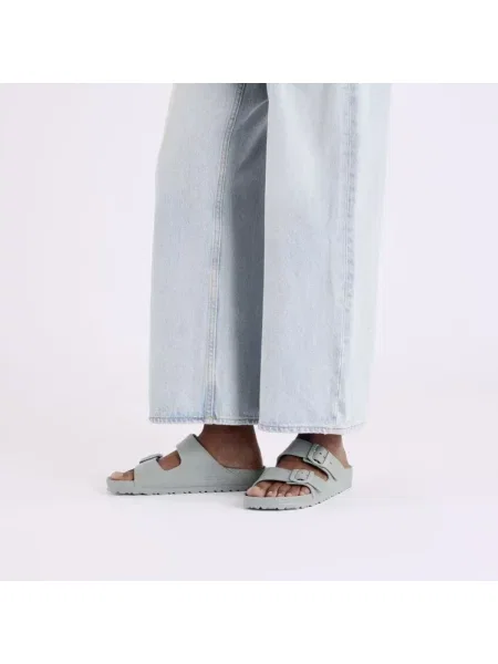 Lniane klapki Birkenstock szare