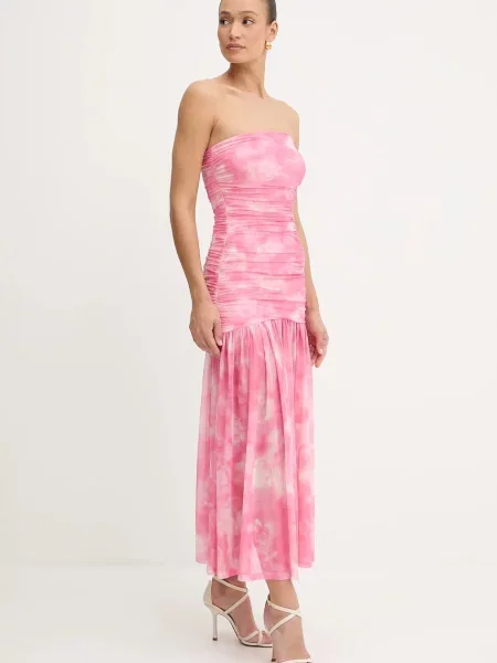 Bardot rochie maxi evazati roz