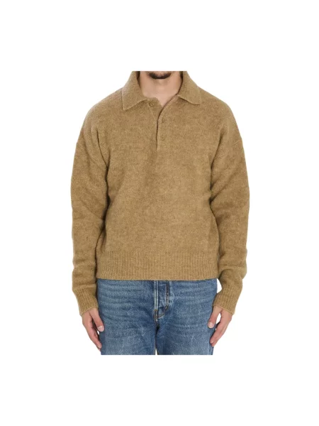 Dzianinowy sweter Ami Paris brązowy