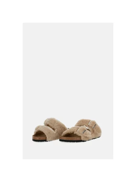 Klapki Birkenstock skórzane beżowe