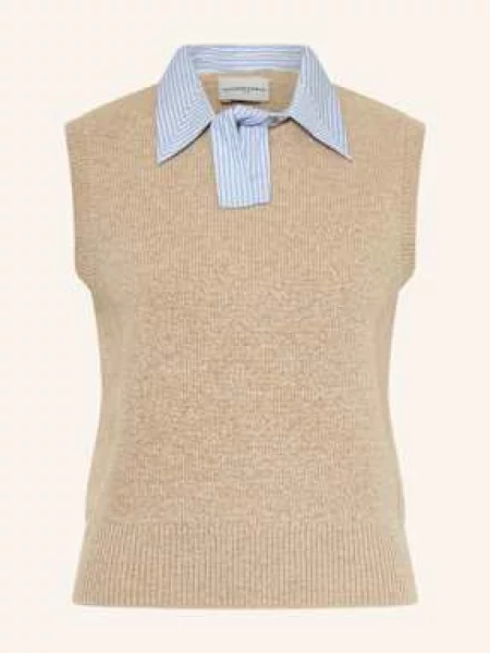 Claudie Pierlot Bezrękawnik Z Odpinanym Kołnierzem beige beżowa