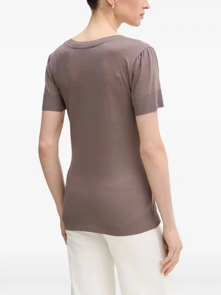Scurt tricou Mos Mosh cu decolteu în V maro