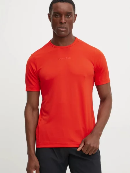 Тениска за трениране Calvin Klein Performance с изчистен дизайн червено