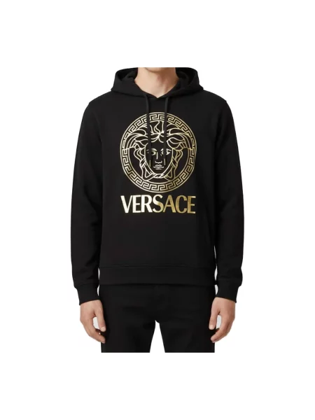 Bluza z kapturem Versace z kapturem z logo czarna