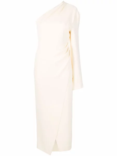 Sukienka midi Nanushka do kolan na jednym ramieniu garniturowa