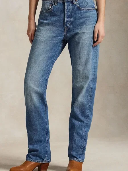 Polo Ralph Lauren jeansy high waist niebieskie