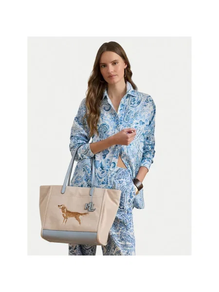 Lauren Ralph Lauren torebka shopper beżowa