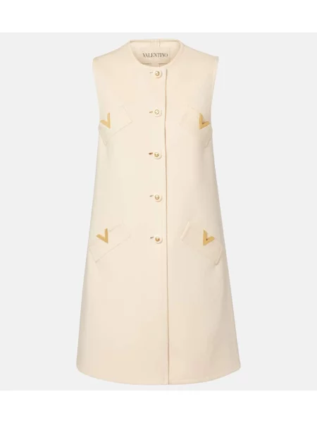 Mała sukienka mini Valentino wełniana garniturowa beżowa