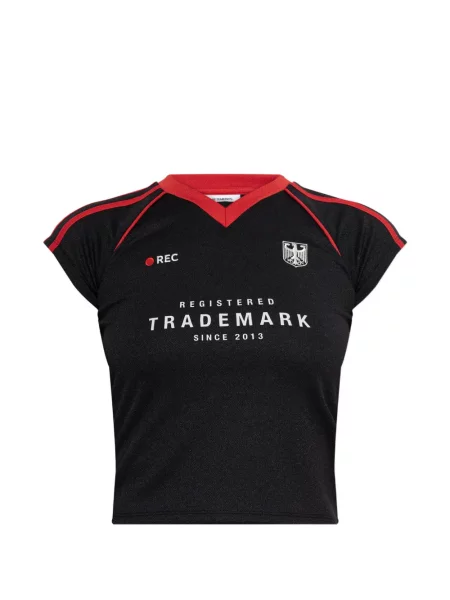 Tricou Vetements cu decolteu în V scurt negru