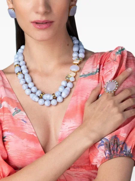 Ogrlica Bounkit Jewelry s čipkom plava
